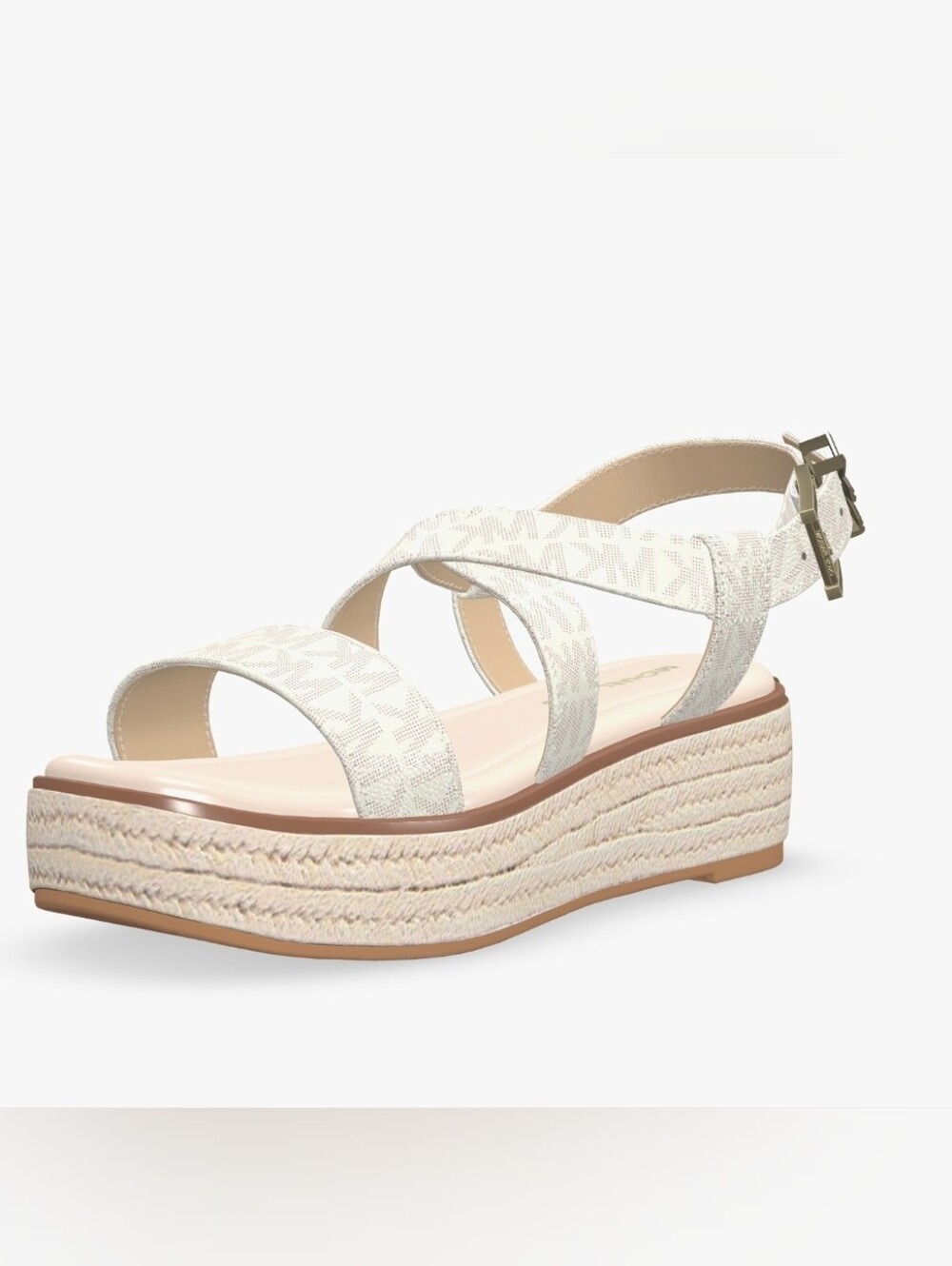 NIB Michael Kors Lynn Signature Logo Platform Espadrille Sandals In Vanilla